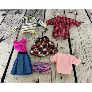 Barbie Clothing 6 Piece Lot Harlequin Skirt, Magic Dolphin Shorts, Dress, Shirts